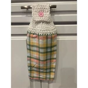 Crochet Top Kitchen Towel- Spring Plaids